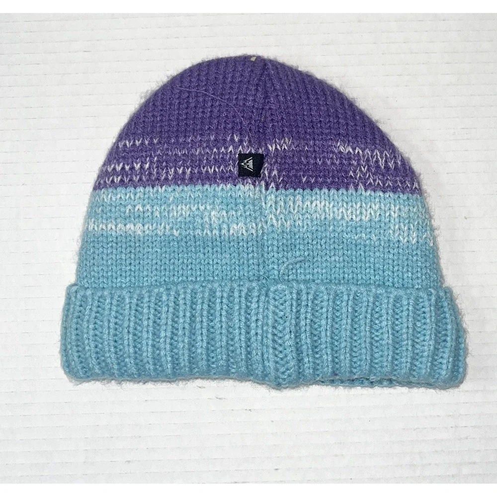 Snozu Knit Winter Snow Ski Beanie Hat Fleece Lined Blue Purple Ombre Youth 6‎